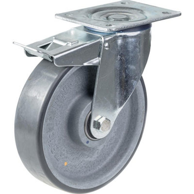 160mm swivel/brake castor with grey electrically conductive thermoplastic polyur