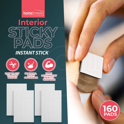 160pcs Interior Sticky Pads 20mm - Double Sided Sticky Pads Heavy Duty - Sticky Foam Pads for Wall Mounting, Card Making & Crafts