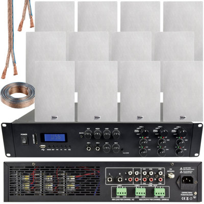 1650W Bluetooth Sound System & 12x 140W In Wall Speakers - 6 Zone Multi Room Amp