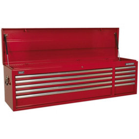 1655 x 435 x 495mm RED 10 Drawer Topchest Tool Chest Lockable Storage Cabinet
