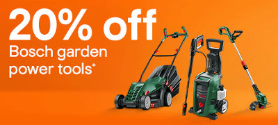 20% off selected Bosch garden power tools. Includes Bosch EasyRotak 32-215 Corded Rotary Lawnmower, Bosch EasyGrassCut 26 280W Corded Grass trimmer and Bosch UniversalAquatak 135 Corded Pressure washer 1.9kW.  Terms & conditions apply, see the *terms & conditions at the end of the page. Shop now.