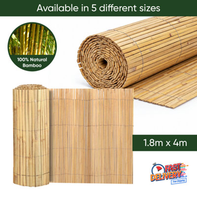  - Bamboo Slat Fence Garden Privacy Screening Panel Natural Bamboo 1.8M X 4M