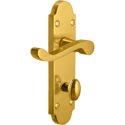 168mm Vision Indus Shaped Scroll Lever Bathroom Handles  - Electro Brass