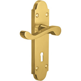 168mm Vision Indus Shaped Scroll Lever Lock Handles  - Electro Brass