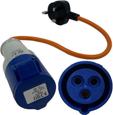 16amp to 13amp Adapter Hook Up Cable 3 Pin UK Electric Hook Up Adapter 230v for Camping Caravan Motorhome Mains to UK Plug (3 Pin