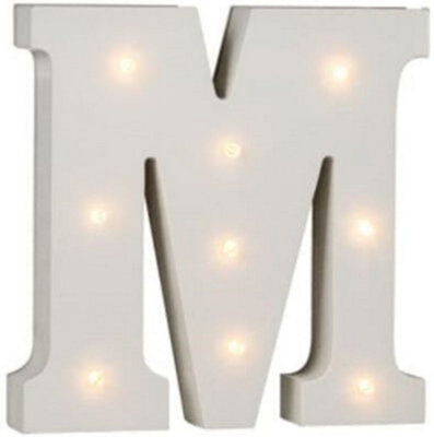 16Cm Illuminated Wooden Letter M With 9 Led Sign Message Decor Party ...