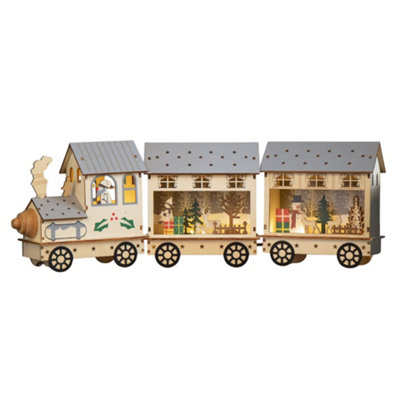 16cm LED Battery Operated Indoor Wooden Christmas Train