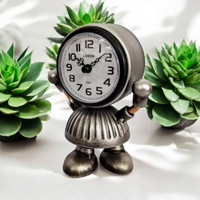 16CM NOVELTY TABLE TOP CLOCK WITH ARMS AND LEGS