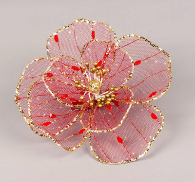 16cm Red Poinsettia Poinsettia Flower - Christmas Tree Decoration