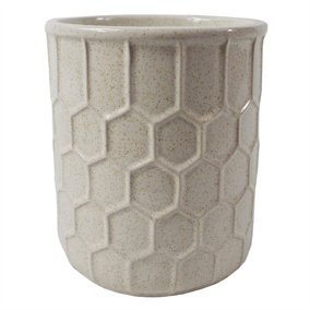 16cm White Honeycomb Ceramic Planter