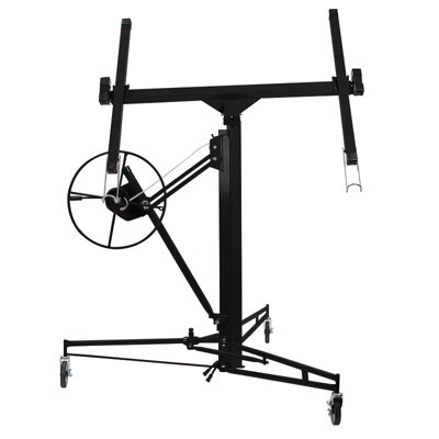 16ft Black Professional Drywall Lifter Panel Hoist Jack Tool Panel Sheet Lift with Rolling Casters