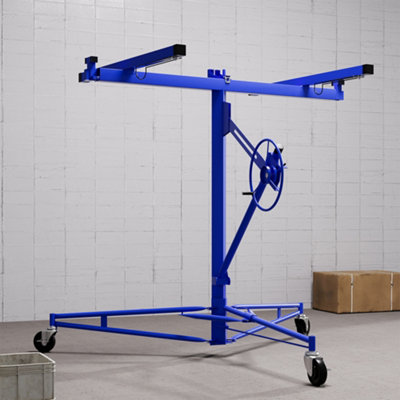 16ft Blue Professional Mobile Drywall Hoist Plasterboard Lifter Caster Panel Sheet Lift