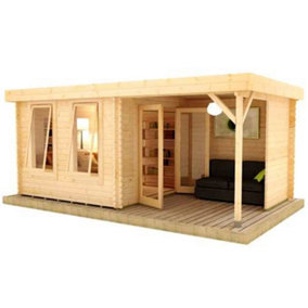 16ft x 10ft (4.87m x 3.04m) Yogi 44mm Wooden Log Cabin (19mm Tongue and Groove Floor and Roof) (16 x 10) (16x10)