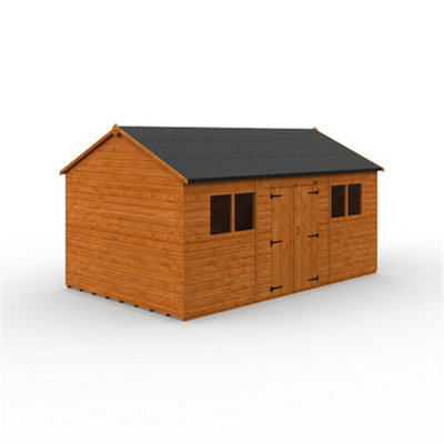 16ft x 10ft (4750mm x 2950mm) Horsforth Shiplap Apex Workman Shed with 4 Window (12mm Tongue and Groove Floor and Roof)