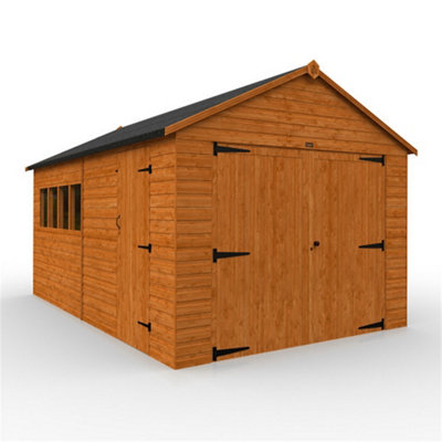 16ft x 10ft (4750mm x 2950mm) Horsforth Shiplap XL Garage with 4 Windows (12mm Tongue and Groove Floor and Roof)