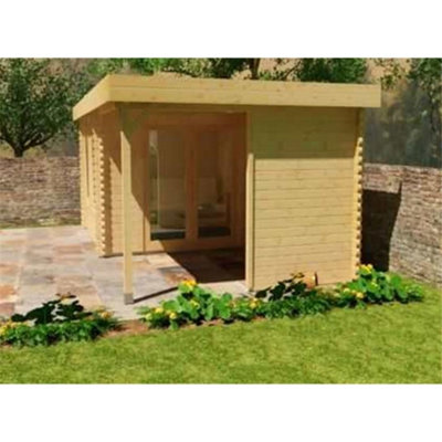 16ft x 12ft (4.87m x 3.65m) Yogi 44mm Wooden Log Cabin (19mm Tongue and Groove Floor and Roof) (16 x 12) (16x12)