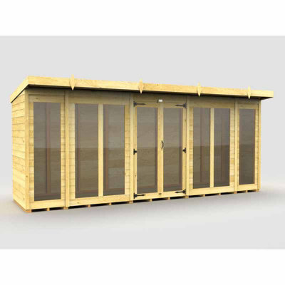 16ft x 4ft Pent Summer House (Full Height Window) - Wood - L 118 x W 474 x H 201 cm