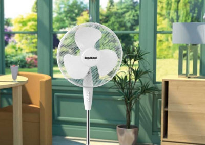 16inch Lightweight Pedestal Fan Portable 3 Speed Low Noise Oscillation Powerful Airflow Adjustable Tilt 3 Years Guarantee White - 4
