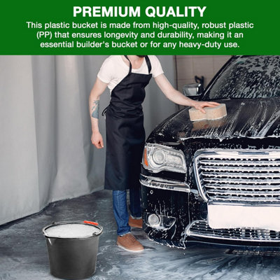 16L Black Plastic Bucket with Handles Sturdy Big Water Bucket with Measuring Scale- Ideal for for Builders Car Washes Bathroom etc - 6