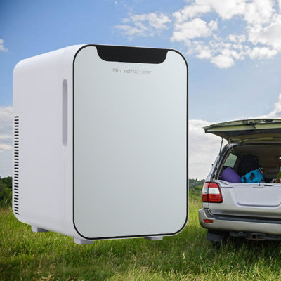 16L Dual-Use Mini Refrigerator with Glass Door