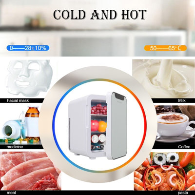 16L Dual-Use Mini Refrigerator with Glass Door