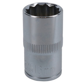 16mm 1/2in Drive Shallow Metric MM Socket 12 Sided Bi-Hex Knurled Ring
