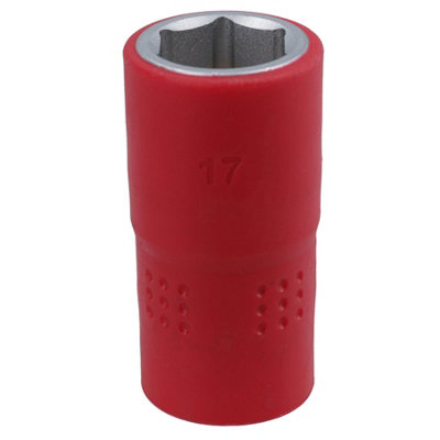 16mm 1/2in drive VDE Insulated Shallow Metric Socket 6 Sided Single Hex 1000 V
