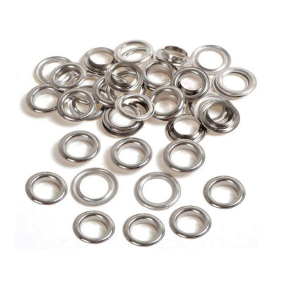 16mm Brass Eyelets with Washers, Rust-Proof Grommets, Silver - 50pcs