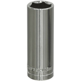 16mm Chrome Plated Deep Drive Socket - 3/8" Square Drive High Grade Carbon Steel