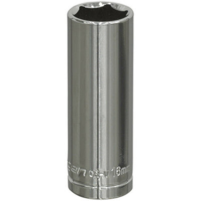16mm Chrome Plated Deep Drive Socket - Durable 3/8