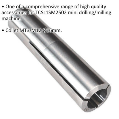 16mm Collet MT3-M12 - Suitable for ys08796 Mini Drilling & Milling Machine