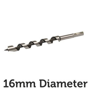16mm x 235mm Long Hardened Steel Auger Drill Bit Hex Shank Shaft Woodwork Timber