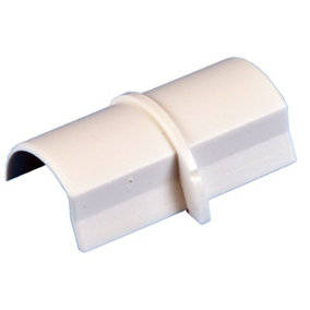 16mm x 8mm White Smooth Fit Coupler Joiner Trunking Adapter Wall Conduit AV TV