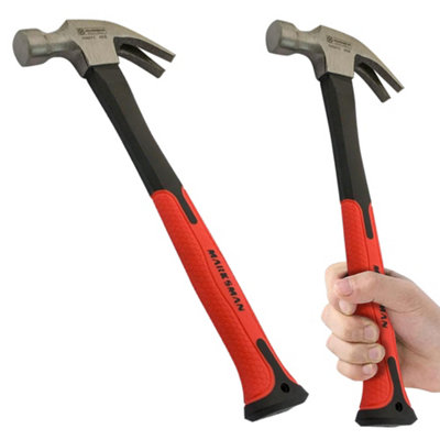 16Oz Hammer Fibre Glass Handle Rubber Grip Non Slip Claw Curved Nail Steel Head