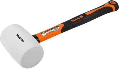 16oz White No Mark Rubber Mallet Hammer Fiberglass Shaft Grip Camping Paving