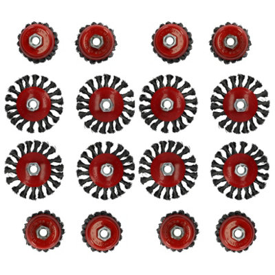 16pc Cup Bevel Wire Twist Brush Rust Paint Removal For 4-1/2" 115mm Grinders