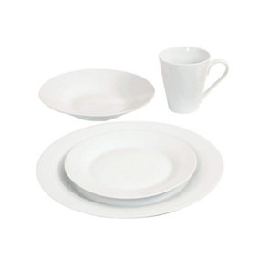 16Pc Dinner Set Bowl Plate Mug Soup Side Porcelain Cup Gift Kitchen Service New Plain
