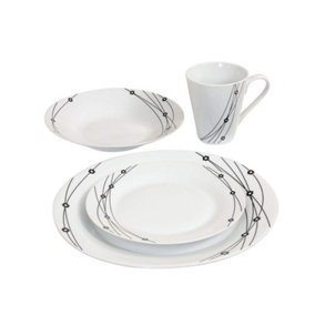 16pc Dinner Set Bowl Plate Mug Soup Side Porcelain Cup Gift Kitchen Service New