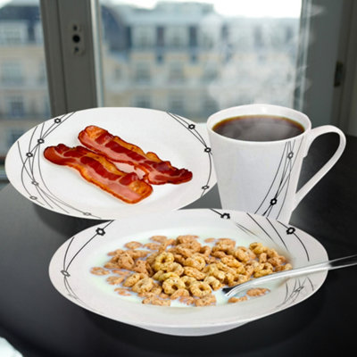 16pc Dinner Set Bowl Plate Mug Soup Side Porcelain Cup Gift Kitchen Service New - 3