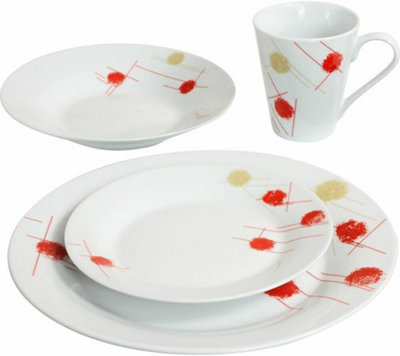 16pc Dinner Set Complete for Formal or Casual Dining Includes Plates Bowls and Mugs Dishwasher and Microwave Safe Perfect