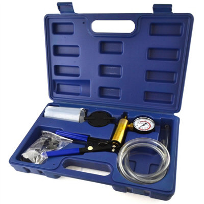Twilight Garage Brake Bleeder Kit - 16PC Hand Vacuum Pump With Gauge & Adapters