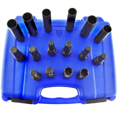 16pc Master Locking Wheel Lug Nut Removal Key Star Spline Torx Flute ...