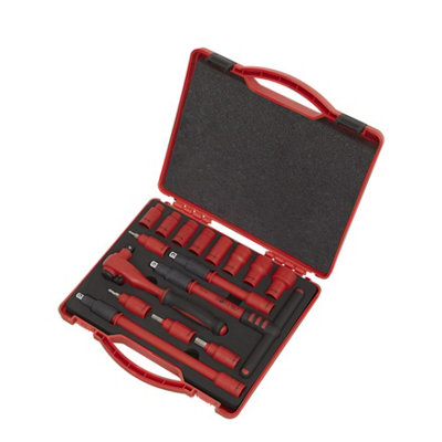 16pc VDE Socket Set 3/8Dr Hand Tool 8,10,12,13,14,17,19,22mm - Trident