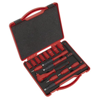 16pc VDE Socket Set 3/8Dr Hand Tool 8,10,12,13,14,17,19,22mm - Trident