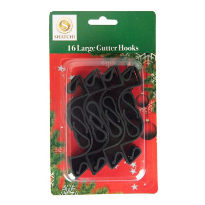 16Pcs Large Gutter Hooks Black - Heavy-Duty & Weather Resistant