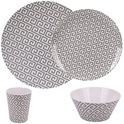 16pcs Melamine Dinnerware Set, Geometric Design