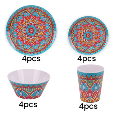16pcs Melamine Dinnerware Set, Moroccan Design