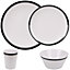 16pcs Melamine Dinnerware Set, White with Black Stripe Design