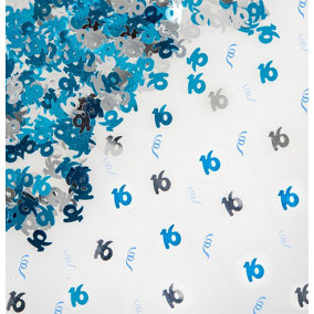 16th Birthday Confetti Blue & Silver 1 pack x 14 grams birthday decoration Foil Metallic 1 pack