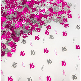 16th Birthday Confetti Pink & Silver 1 pack x 14 grams birthday decoration Foil Metallic 1 pack